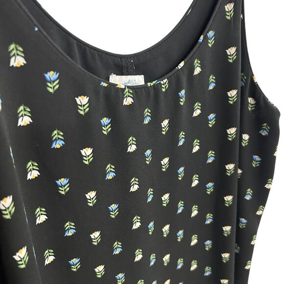 Minimalist romantic slip dress Blue Rain black daisy print soft girl size M - Picture 3 of 7